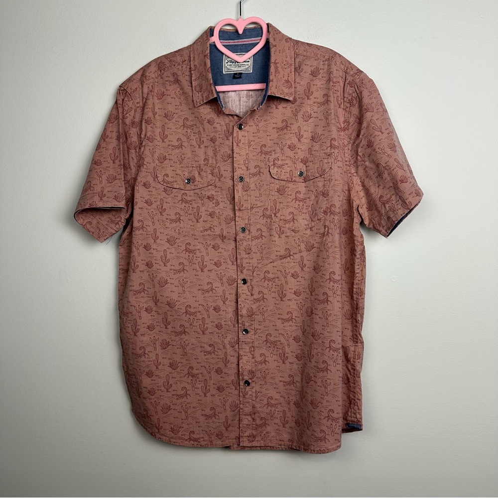 Dry Goods Men's Casual Button Down Shirt - Rust Pattern Size Large